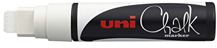 uni-ball 186601 - Fenster- & Kreidemarker UNI CHALK PWE-17K 15 mm, mit breiter Keilspitze, weiß
