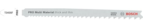 Bosch 100x PRO Thick and Thin Multi Material T345XF Jigsaw Blade (for Wood with nails, Steel, Length 132 mm, Professional Accessory Jigsaw)