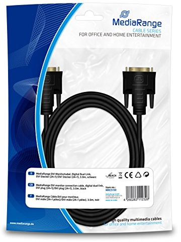 MediaRange MRCS130 cable DVI - cables DVI (3m, DVI-D, DVI-D) Negro