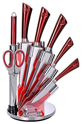 Royalty Line RL-KSS 8pcs Ensemble des Couteaux en acier inoxydable avec support rotatif+ ciseaux+aiguisoir à couteaux (KSS804)