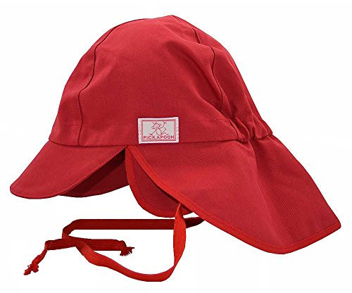 PICKAPOOH Baby/Kinder Sonnenhut/Sonnenmütze Tom mit UV-Schutz aus Reiner Bio-Baumwolle, Rot Gr. 46