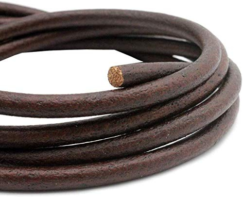 Lederband Lederschnur rund glatt - Durchmesser 6 mm/Farbe Braun/Länge 1 m