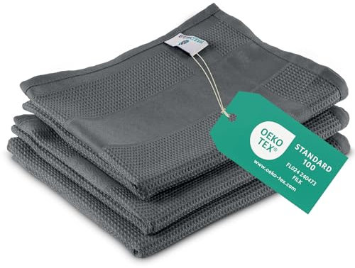 ELEXACLEAN Geschirrtücher Microfaser (3er Set, 68x42 cm, grau/anthrazit) saugstark, waschbar bis 60°C, Geschirrhandtücher, Handtücher Küche modern