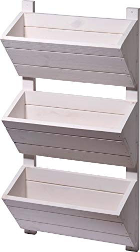 dobar® Green Label 58381FSCe Wandbeet mit 3 Pflanzkästen | Blumentreppe aus Holz | Blumenleiter für Wandmontage | Pflanztreppe für Garten/Terrasse/Balkon | 38 x 17,5 x 79 cm | Weiß