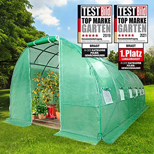 BRAST Serre de Jardin 18m2 (3x6) extrêmement stable : Tubes d’acier galvanisés et Film spéciale 175 g/m2 - en 4 tailles différentes - aération optimale, montage rapide serre de jardin tunnel