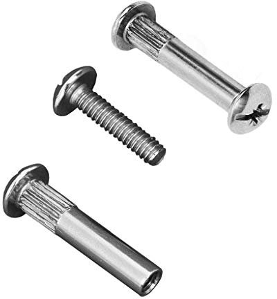 HEXATON Tornillos de Conexión M6 x 26–35 mm – 200 Unidades - Tornillos de Unión para Muebles - Acero Niquelado