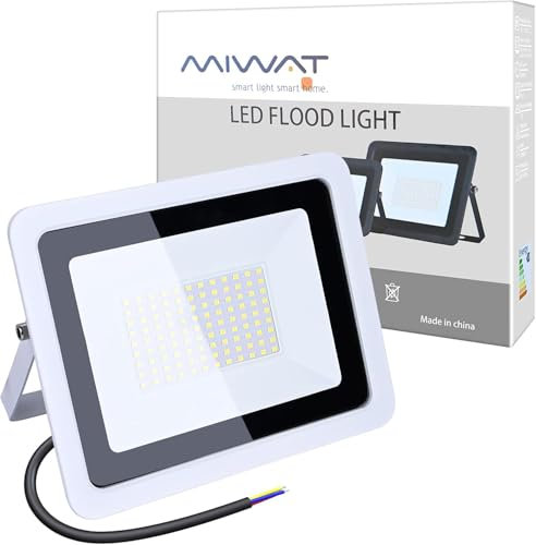 MIWATT Projecteur LED Extérieur 100W Anti-éblouissant 6000K Blanc Froid IP67 Étanche, 7200lm Équivalent d'Halogène pour Jardin Flood Lights