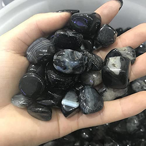 QJZM 50g natural black agate crystal gravel tumbled stone garden decorative