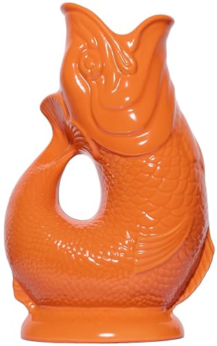 Gluckigluck Karaffe XL Orange – 1,2 l – Original Gluggle Jug aus England – Wasserkrug mit Glucker-Geräusch – Handgefertigt und glänzend – Kult-Krug als Vase oder Dekanter