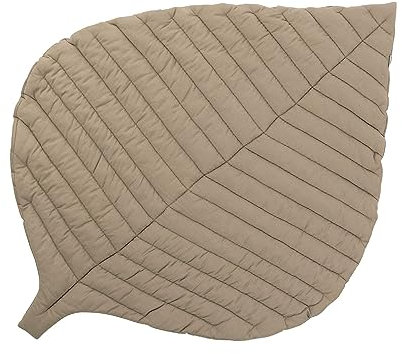 Toddlekind Krabbeldecke für Babys, Blattform, handgenäht, Baby-Spielmatte aus Bio-Baumwolle, 116 × 87 cm, Tan/Taupe