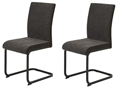 Hela Tische, Juego de 2 Sillas de Comedor Cantilever de Lino, Tejido Y Microfibra Marrón, Estructura Cuadrada Negra, Soporta 140 Kg
