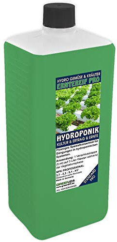 Hydro-Erntereif XL 1 Liter Nährlösung NPK Voll-Dünger für Kräuter & Gemüse Pflanzen in Hydrokultur und Hydroponik Systemen, Home Gardening Dünger, Nährstoffe als Konzentrat