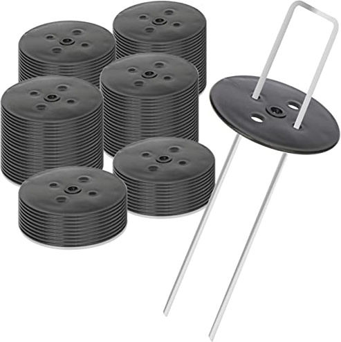 COM-FOUR® 100x Tapa Protectora de Clavijas - arandela para Anclajes al Suelo - Arandelas para Clavijas para Proteger la Lona de la Tienda - arandela Protectora (100 Piezas - Negro)