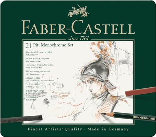 Faber-Castell 2 x PITT MONOCHROME Set medium, 21-teiliges Etui