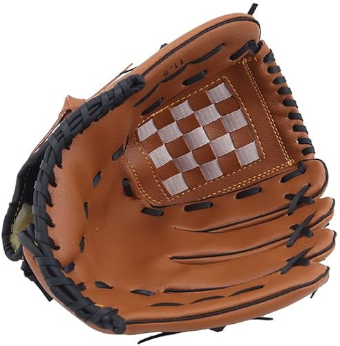 ENILSA Softball Handschuhe,Baseball Glove Outdoor-Sportbraun PVC. Baseball Catcher Handschuh Softball-Praxis-Lieferungen Größe 9.5/10.5/11.5/12.5 Linkshänder für Erwachsenenausbildung (Color : Brown,