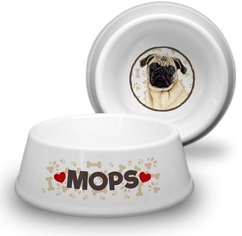 MOPS - ABS Hundenapf Ø 18cm. Rutschfester Futternapf Trinknapf. Fressnapf, Wasserschale, Haustierschüssel. Praktisch, Robust, Langlebig, Stapelbar.