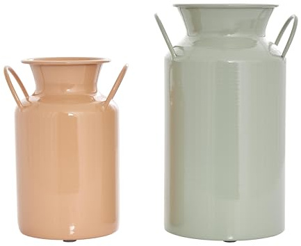 Deco 79 Metal Decorative Vase Jug Centerpiece Vases with Handles, Set of 2 Flower Vases for Home Decoration 10, 8 H, Multi Colored