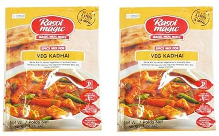 Rasoi Magic Seasoning Spices Masala Powder (45 Gram) - Curry Mix Masala Recipe Casserole Herbs - Aromatic & Enhances Flavor of Meal (Veg Kadhai, Pack of 2)