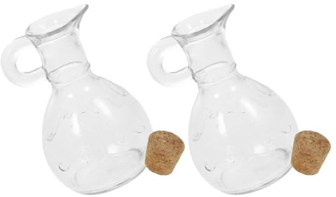 MUCKLILY 2pièces Bouteille à Huile Verre Transparent Avec Poignée Distributeur De Vinaigre Et Condiments Lot De Récipient Pratique Pour Cuisine Et Service De Table