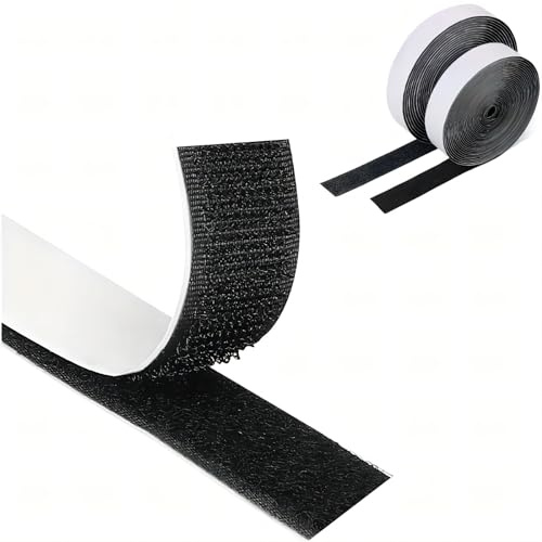 Hook and Loop Strip, 800CM Double Sided Sticky Tape, Self Adhesive Sticky Back Fastening Tape 20mm Wide (Black)