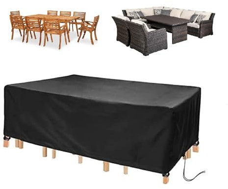 Gartenmöbel-Abdeckung 290x125x75cm Schutzhüllen Für Gartenmöbel Winddicht UV-Beständiges Abdeckplane Wasserdicht Gartenmöbel Rechteckige/Quadratisch Abdeckhauben Für Möbelsets Lounge Abdeckung