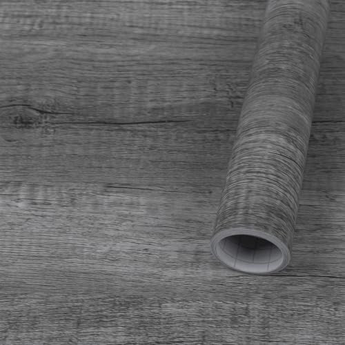Fantasnight Sticky Back Plastic Grey Wood Oak Effect Self Adhesive Vinyl Peel and Stick Wallpaper 40 X 300cm Waterproof Vinyl Film Decorative Furniture Stickers for Wardrobe Wall Countertop DIY