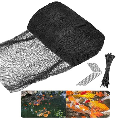 Warmfarm Teichnetz-Set, 3 x 3 m und 3 x 6 m, strapazierfähiges HDPE-Feinmaschennetz für Koiteiche, schützt Fische vor Waschbären und Reihern, inklusive Heringen und Kabelbindern (4,5 x 6,8 m)