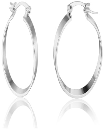 Ohrringe Silber 925 Creolen für Damen, Silber Creolen Kleine Hypoallergen Oval Ohrringe für Frauen Geschenk