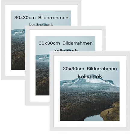 kollyseek 3er Set 30x30cm Bilderrahmen und Acrylglas Weiß Fotorahmen,zum Aufhängen & Aufstellen, Wand Moderner Fotorahmen, Weiß Dekorahmen