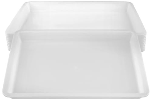 MUKSUET 12 PCS White Plastic Serving Trays, Large Activity Boards 39.5x28.5x4cm for Food Serving, DIY Crafts, Art Projects and Cookies Cake Snack Organizing