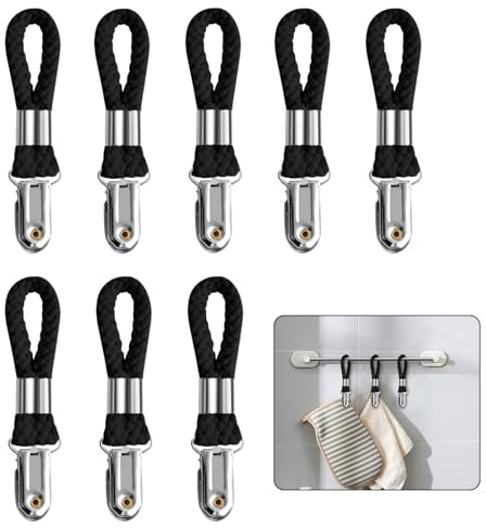 SI SEN 8 Pezzi Clip per Gancio per Strofinaccio, Clip per Asciugamano da Cucina, Clip per Asciugamani in Metallo, Clip per Appendere Mollette, Strofinacci, Calzini, Guanti, Asciugamani