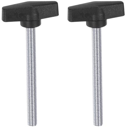 QUARKZMAN 2 Stück Rändelschrauben mit T Flügelknöpfe M10 x 80mm Kunststoff T-Kopf Kohlenstoffstahl 55mm Gewindebolzen Klemmschraube Flügelschraube Haltegriffe Klemmknopf für Maschine