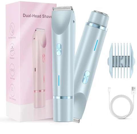 Breezelly Shaver, Breezelly Razor, Bald Cat Razor for Women, Viovex Razor, Viovex 2 in 1 Hair Trimmer, Rasierer Damen, Intimrasierer für Frauen, Damenrasierer Elektrisch für Körper (Blau)