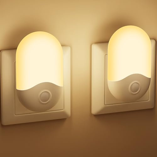 Luce Notturna per Bambini con Sensore Crepuscolare [2 Pezzi], AUTO ON/OFF, Luci Notturne per Bambini con Spina per Camera da Letto, Soggiorno, Corridoio, Bianco Caldo, 0,5 W, 30 LM(Senza Telecomando)