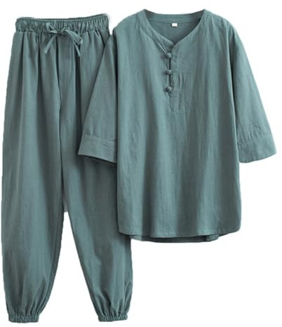 OLSKFUH Lockerer Kampfsportanzug - Damen Tang-Anzug Traditionelle Chinesische Kleidung, Kung-Fu-Uniformen Grün-4Xl,Green-X-Large