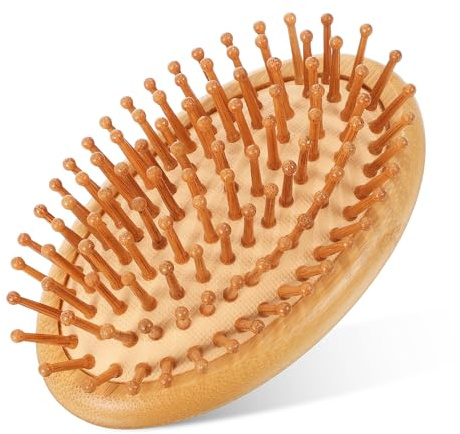 WRITWAA Cepillo De Bambú Natural Para Masaje Del Cabelludo Peine Antiestático y Desenredante Para Hombres y Mujeres Compacto y Ligero Sin Daños El Cabello