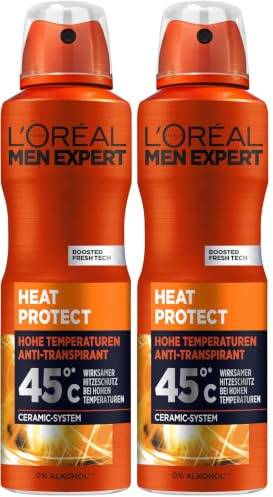 L'Oréal Men Expert Deodorante spray XXL per uomini, spray per il corpo contro l'odore di sudore, sudorazione e umidità, deodorante antitraspirante da uomo, per alte temperature fino a 45 °C, senza