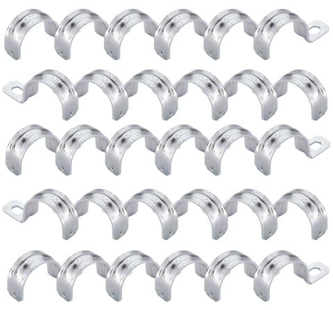 CZAKOMIX 30 Stück Befestigungsschelle, Kabel- und Rohr Befestigungsschelle, Metallkabelschellen, Einzelloch U-Rohrschellen, Für Kabel, Leerrohr, Rohr Befestigung (23 mm Durchmesser, Silber, 3/4)