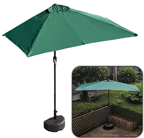 Balcon avec Pied Manivelle Simple Parasol Murale Rectangulaire pour Jardin Hauteur 225/245cm 250x130cm Couleur Vert - Idéal pour Terrasse et Balcon.
