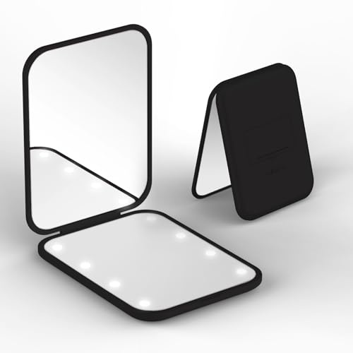 Pocket Mirror, 1X/3X Magnification LED Compact Mirror with Iternal BIattery