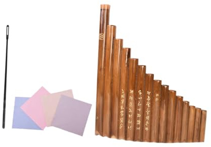 Kisangel Traditionelle Panflöte aus Bambus mit 15 Löchern Stabiles Musikinstrument für Anfänger Praktisches Design und Braune Farbe für Schulmusik und Zufällige Farbe Zufälliger Stil