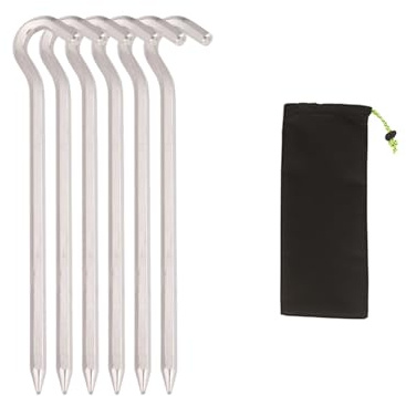 Whoasyst 18cm Tent Nails Peg Aluminum Alloy Stakes Golden Hook Ground Anchors Outdoor Canopy Stake Camping Accessories Outdoor Aluminum Ground Anchors Accessories Camping Gear