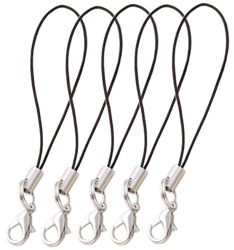 KCKEYS 30x Black Lobster Clasp Lanyard Strings, Braided Replacement Cords for Keychains, Phone Charms, Pendant, DIY Crafts & Jewelry Making