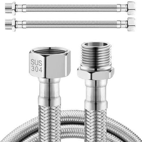 2 Stück Flexschlauch 20CM,3/8 AG x 3/8 ÜWM Edelstahl Flexschlauch,3/8 Zoll Armaturenschlauch, WasserhahnSchlauch für Wasserhahn Eckventil Wassererhitzer Bad WC