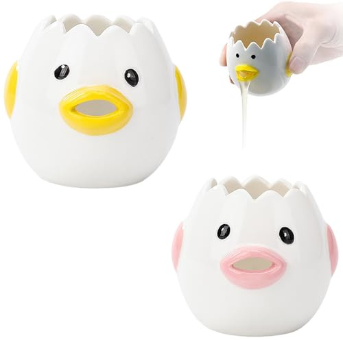 Eiertrenner, Keramik, Erbrechen, Huhn, Eigelb, Eiweiß-Trenner, kleines Küken, kleiner Eierfilter-Splitter, geeignet für Küche, Backen, kleine Werkzeuge (2 Stück)