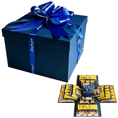 5 Lagige Geschenkbox Explosionsbox Geburtstag DIY Handgemachte Überraschung Box Geschenkverpackung Kreative Explosions Geschenkbox für Geburtstag Weihnachten Valentinstag Hochzeit Jubiläum (Blau)