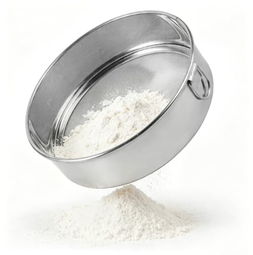 Tamizador de Harina Acero Inoxidable 14cm, Tamiz para Repostería 60 Colador
