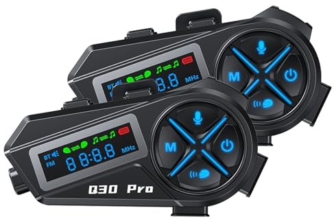 Intercom Moto Talkie-Walkie 2 pers 500M Main Libre Oreillette Bluetooth Casque Suppression Bruit CVC Système d'Interphone Wireless 5.4 avec Radio IP65 Étanche Intercom-Moto-Interphone-Casque-2 Pack