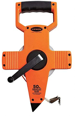 Keson OTR18M50 Open Reel Fiberglass Tape Measure Reel with Double Hook (Graduations: ft., in., 1/8 & m, cm, 2mm), 15M/50-Foot