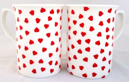 fromeuropewithlove Love Hearts Mugs Set of Four Fine Bone China Hearts Mugs Set of 4 Exclusive Hand Decorated in the U.K. Free UK Delivery